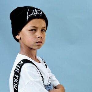 KULTKID Signature Logo Beanie in Space Black